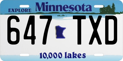 MN license plate 647TXD