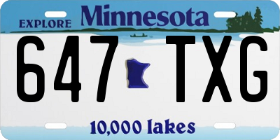 MN license plate 647TXG
