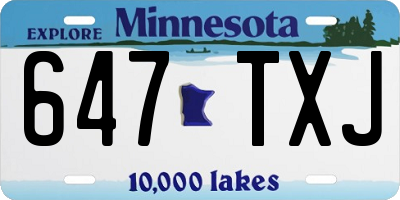 MN license plate 647TXJ