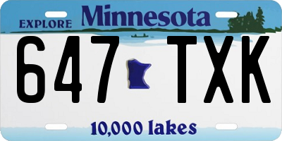 MN license plate 647TXK