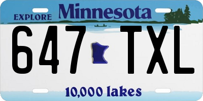 MN license plate 647TXL
