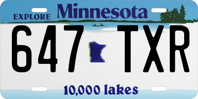 MN license plate 647TXR