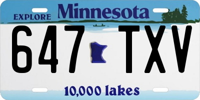 MN license plate 647TXV
