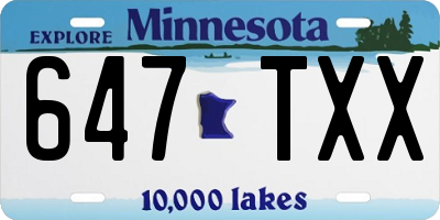MN license plate 647TXX