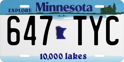 MN license plate 647TYC