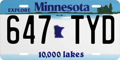 MN license plate 647TYD