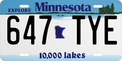MN license plate 647TYE