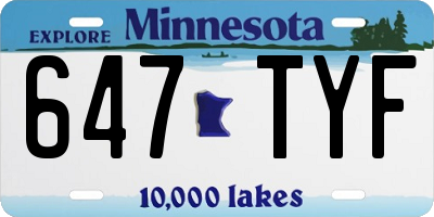 MN license plate 647TYF