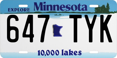 MN license plate 647TYK