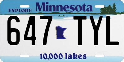 MN license plate 647TYL