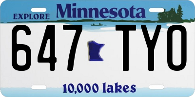 MN license plate 647TYO