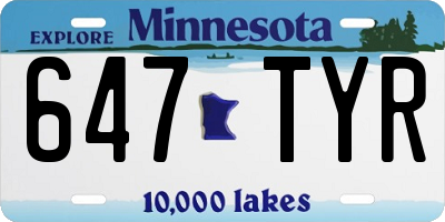 MN license plate 647TYR