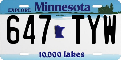 MN license plate 647TYW