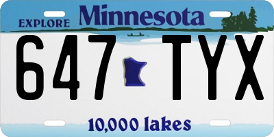 MN license plate 647TYX