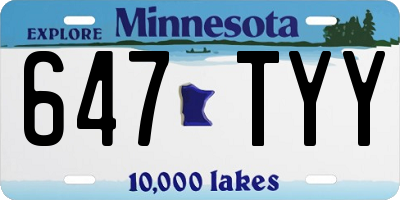 MN license plate 647TYY