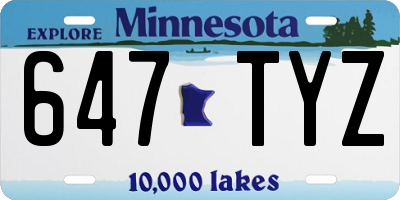MN license plate 647TYZ