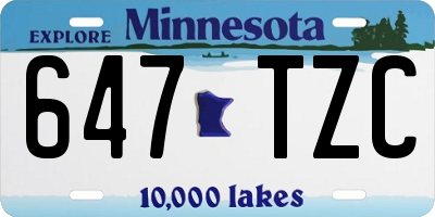 MN license plate 647TZC