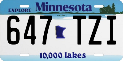 MN license plate 647TZI
