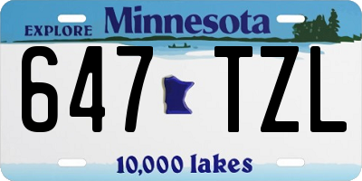 MN license plate 647TZL