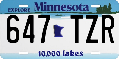 MN license plate 647TZR