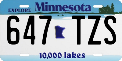 MN license plate 647TZS