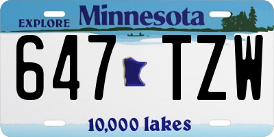 MN license plate 647TZW