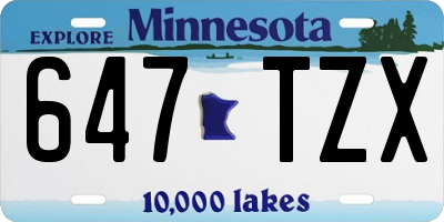 MN license plate 647TZX