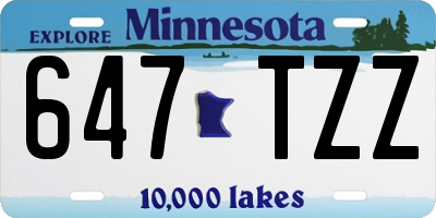 MN license plate 647TZZ