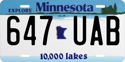 MN license plate 647UAB