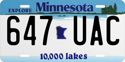 MN license plate 647UAC
