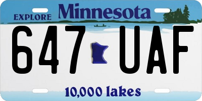 MN license plate 647UAF