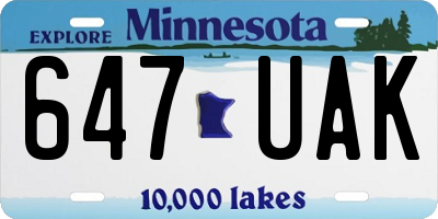 MN license plate 647UAK