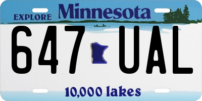 MN license plate 647UAL