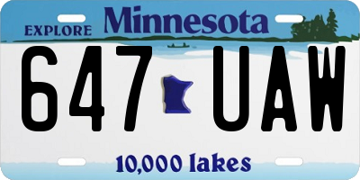 MN license plate 647UAW