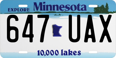 MN license plate 647UAX