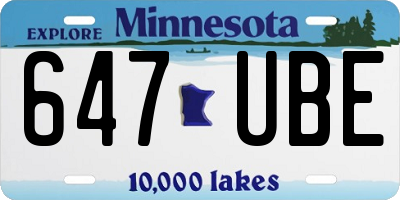 MN license plate 647UBE