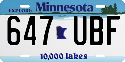 MN license plate 647UBF