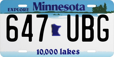 MN license plate 647UBG