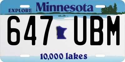 MN license plate 647UBM