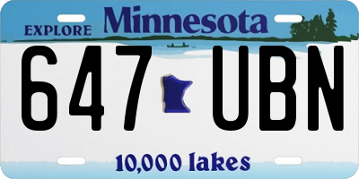 MN license plate 647UBN