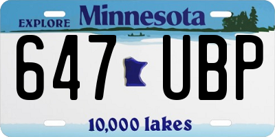 MN license plate 647UBP