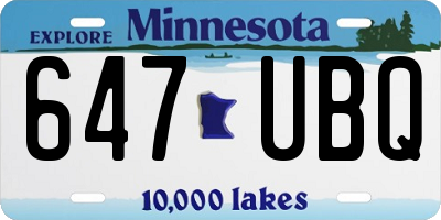 MN license plate 647UBQ