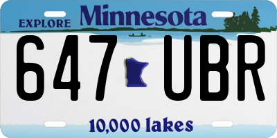 MN license plate 647UBR