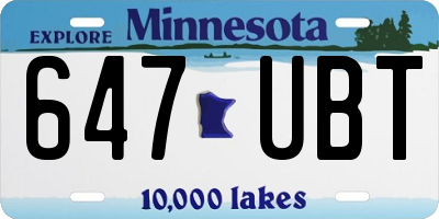 MN license plate 647UBT