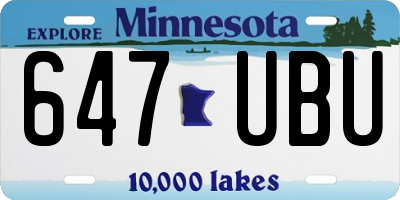 MN license plate 647UBU