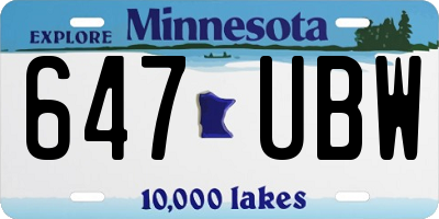 MN license plate 647UBW