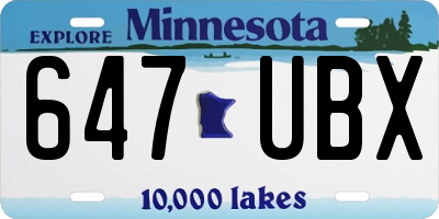 MN license plate 647UBX
