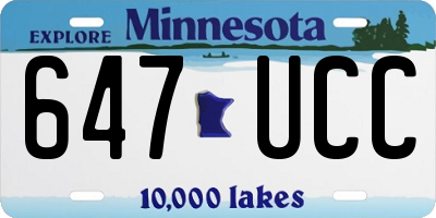MN license plate 647UCC