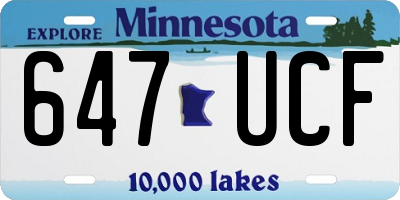 MN license plate 647UCF