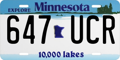 MN license plate 647UCR